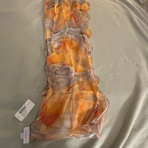 Chico's Ruffle Edge Fireglow Marble Swirl Scarf